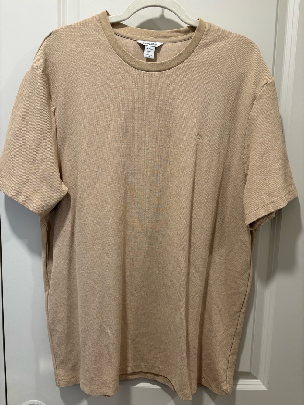 Calvin Klein Men’s Short Sleeve Crew T-Shirt — Beige Tan